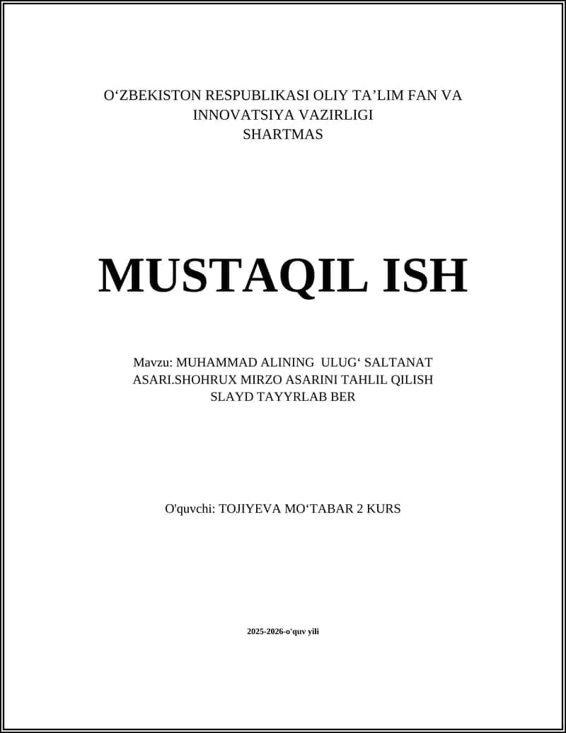 ULUGʻ SALTANAT ASARI