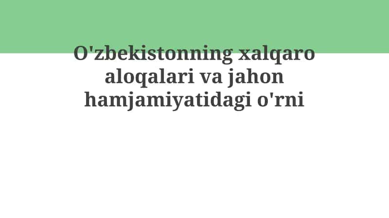 Oʻzbekiston tashqi siyosatining asosiy tamoyillari