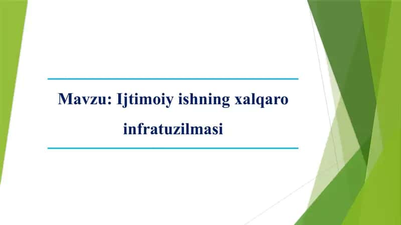 Ijtimoiy ishning xalqaro infratuzilmasi