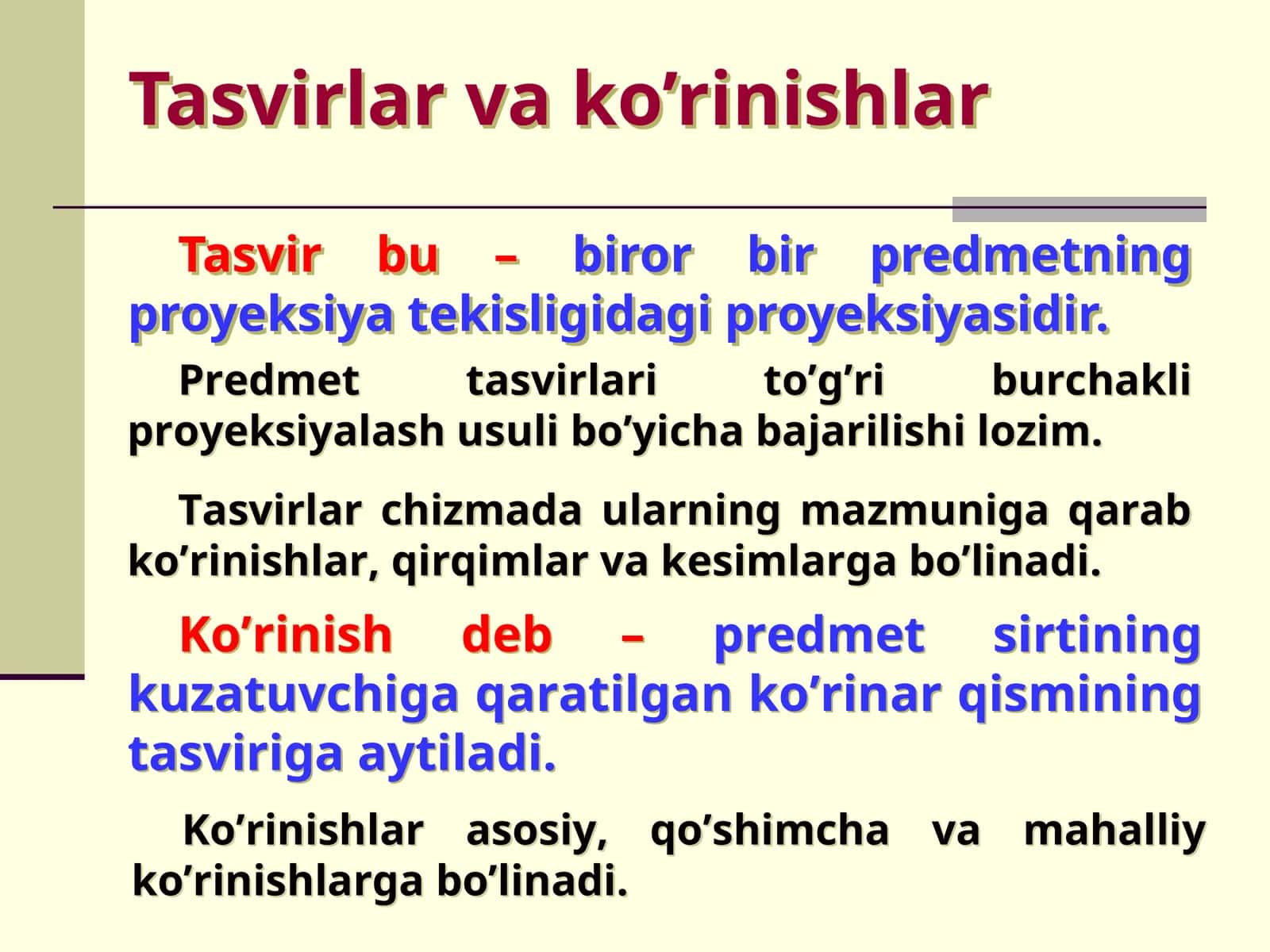 Tasvirlar va ko’rinishlar