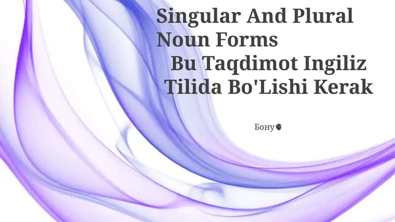 Singular And Plural Noun Forms