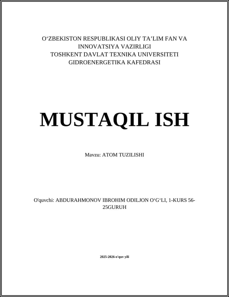 ATOM TUZILISHI