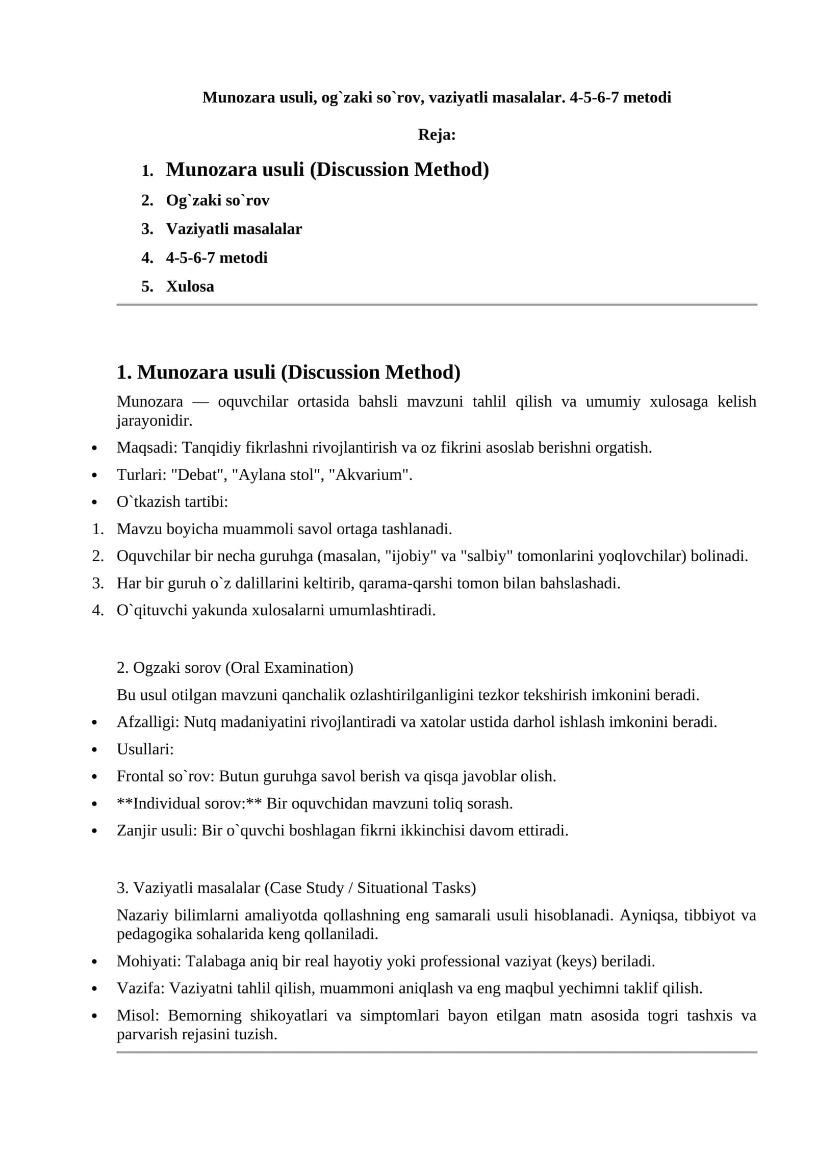 Munozara usuli (Discussion Method)