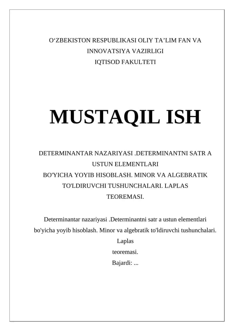 Determinantar Nazariyasi