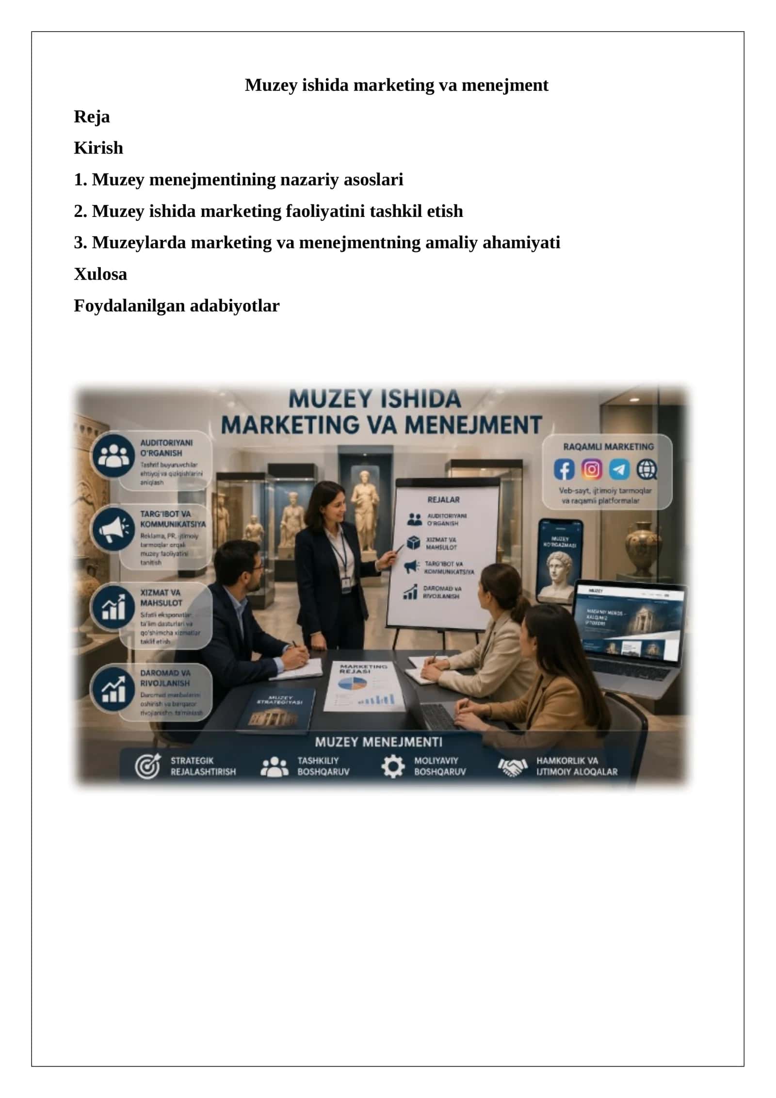 Muzey ishida marketing va menejment
