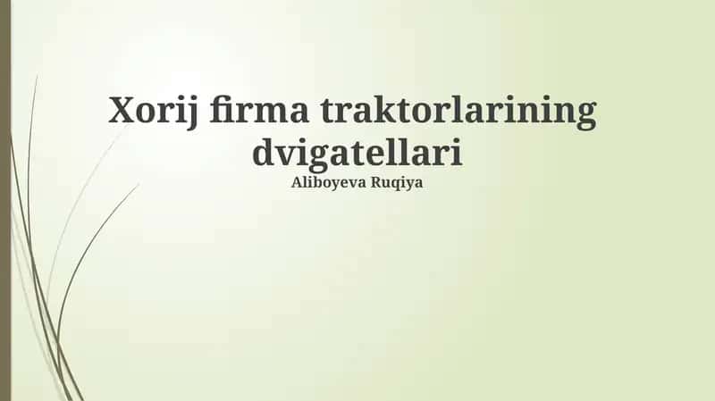 Xorij firma traktorlarining dvigatellari