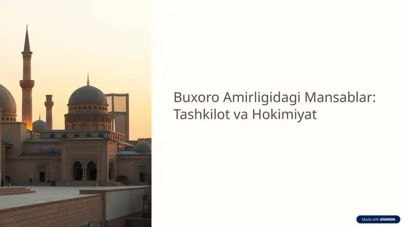 Buxoro Amirligidagi Mansablar: Tashkilot va Hokimiyat