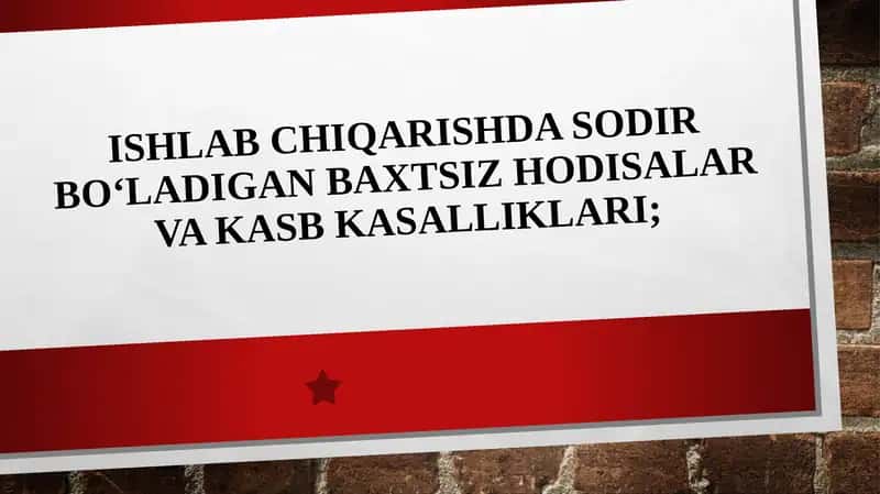 Ishlab chiqarishdagi baxtsiz hodisa