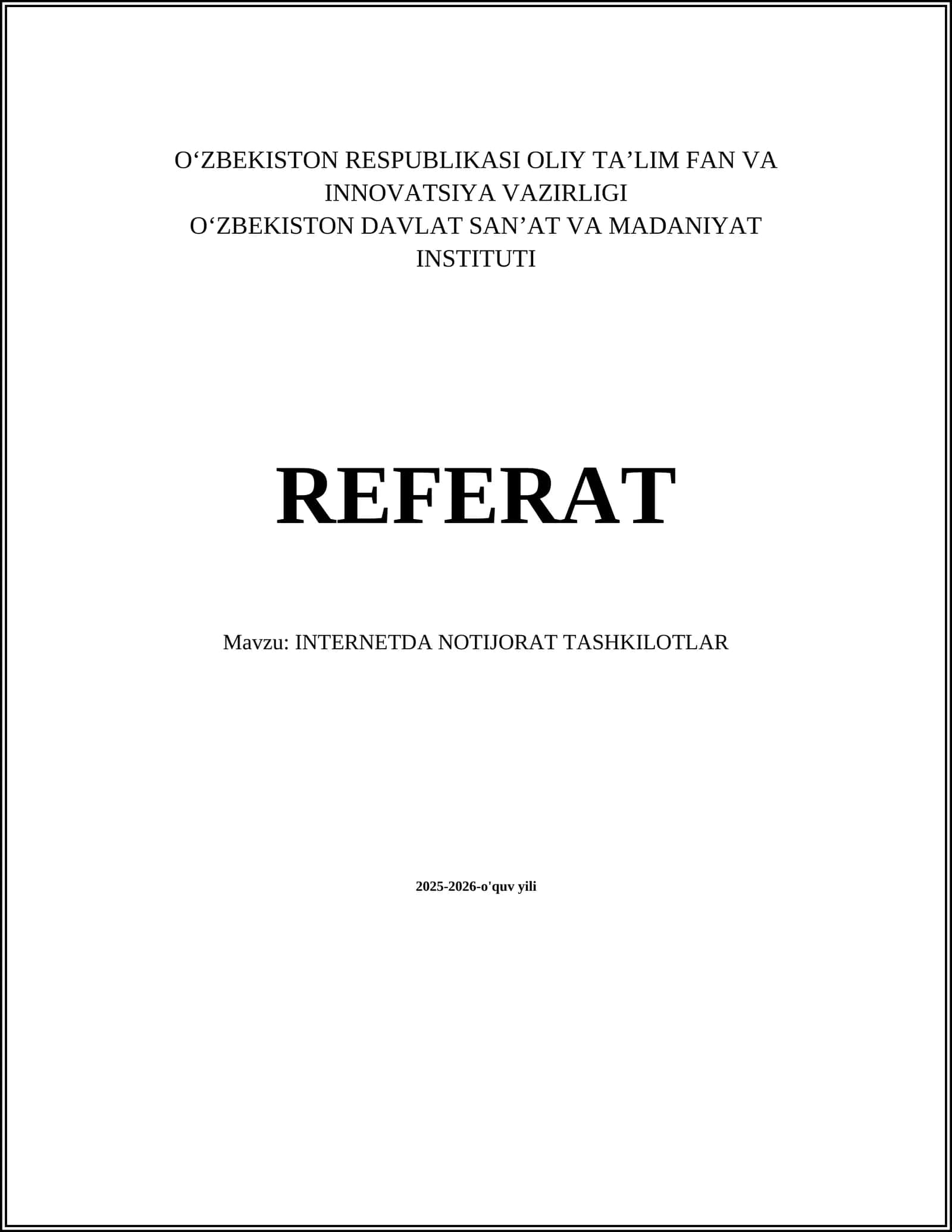 INTERNETDA NOTIJORAT TASHKILOTLAR