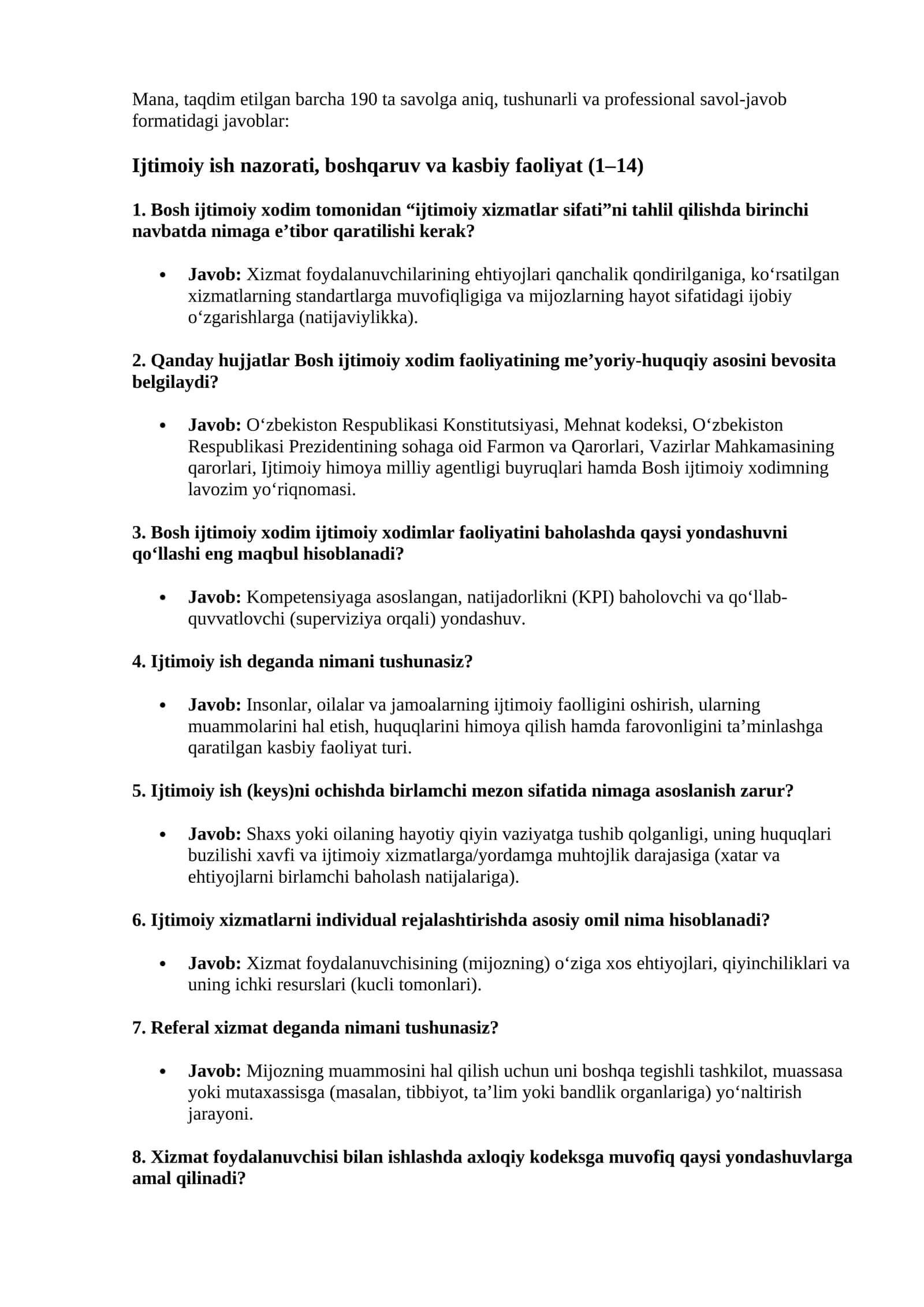 Agros 2026 suhbat savollari javoblari bilan (Ijtimoiy xodim)