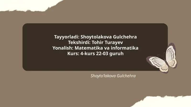 Ehtimollar nazariyasi va statistika