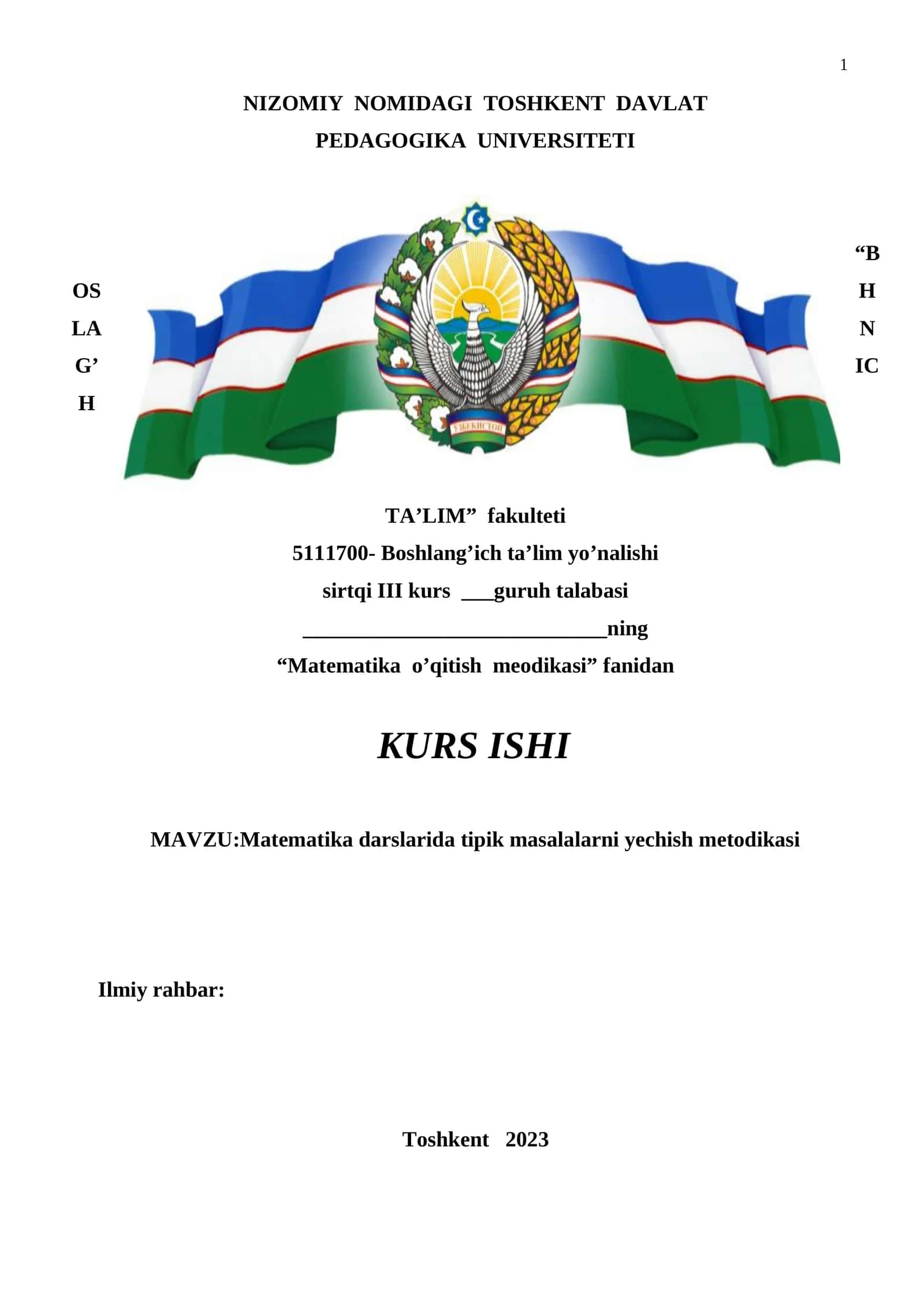 Matematika darslarida tipik masalalarni yechish metodikasi