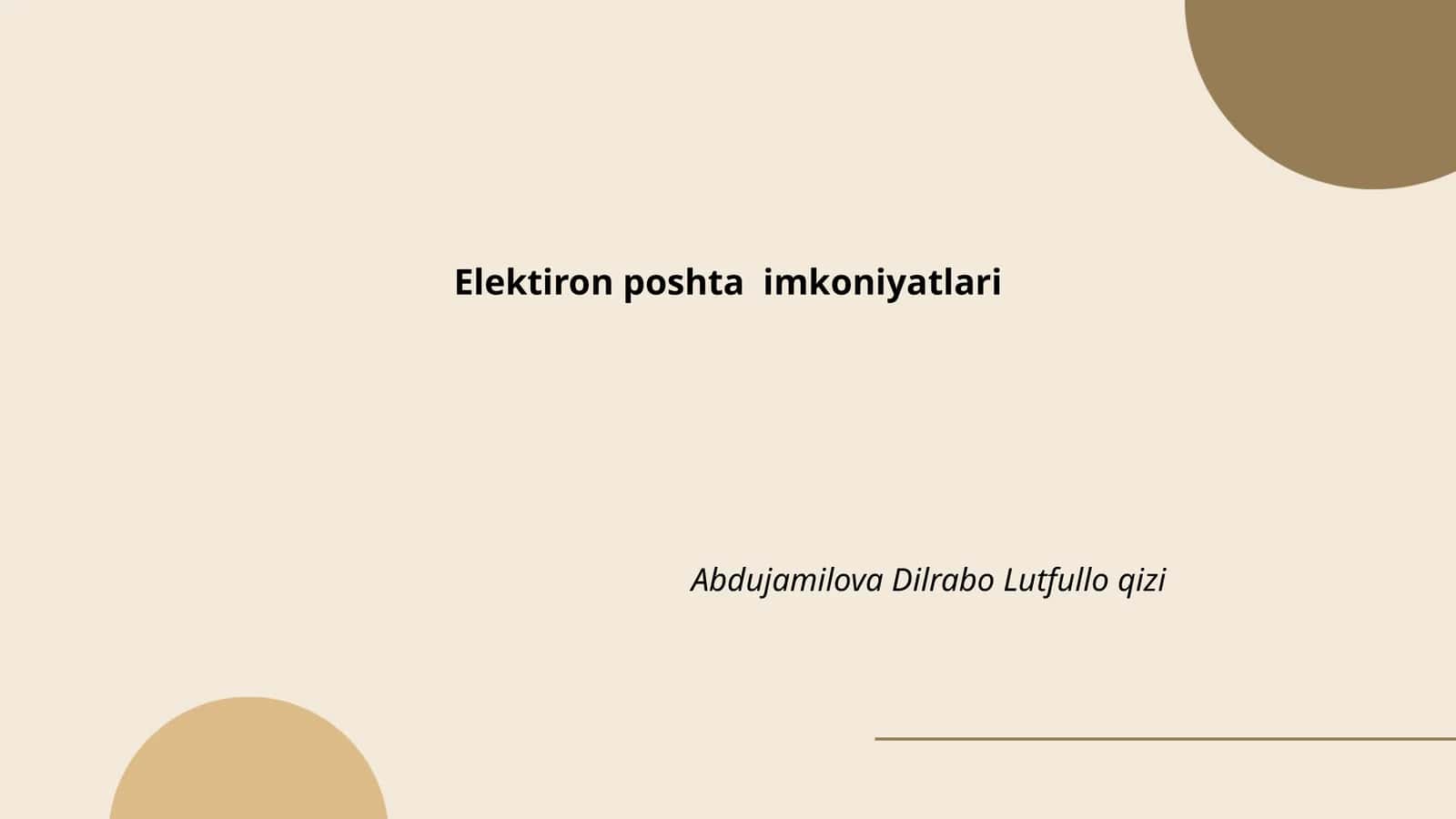 Elektiron poshta imkoniyatlari