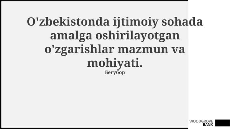 O'zbekistonda ijtimoiy islohotlar: Mazmun va Mohiyat