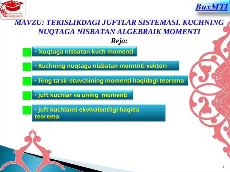 TEKISLIKDAGI JUFTLAR SISTEMASI