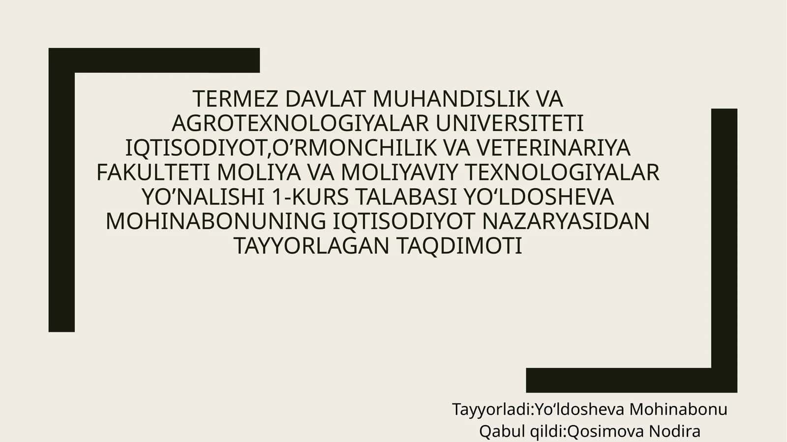 iqtisodiyot nazariyasidan tayyorlagan taqdimoti
