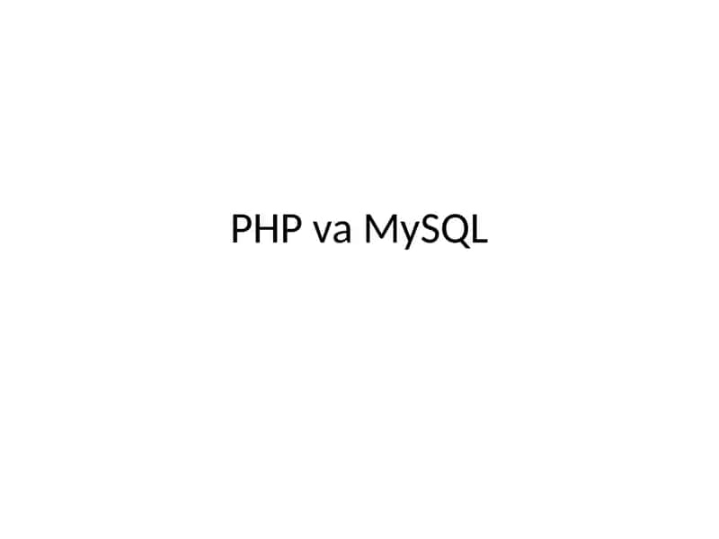 PHP va MySQL