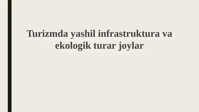 Yashil infratuzilma va ekoturizm