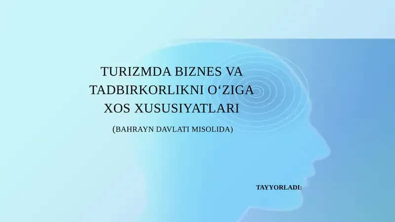 TURIZMDA BIZNES VA TADBIRKORLIKNI O‘ZIGA XOS XUSUSIYATLARI (BAHRAYN DAVLATI MISOLIDA)
