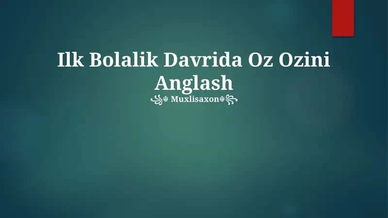 Ilk Bolalik Davrida Oz Ozini Anglash