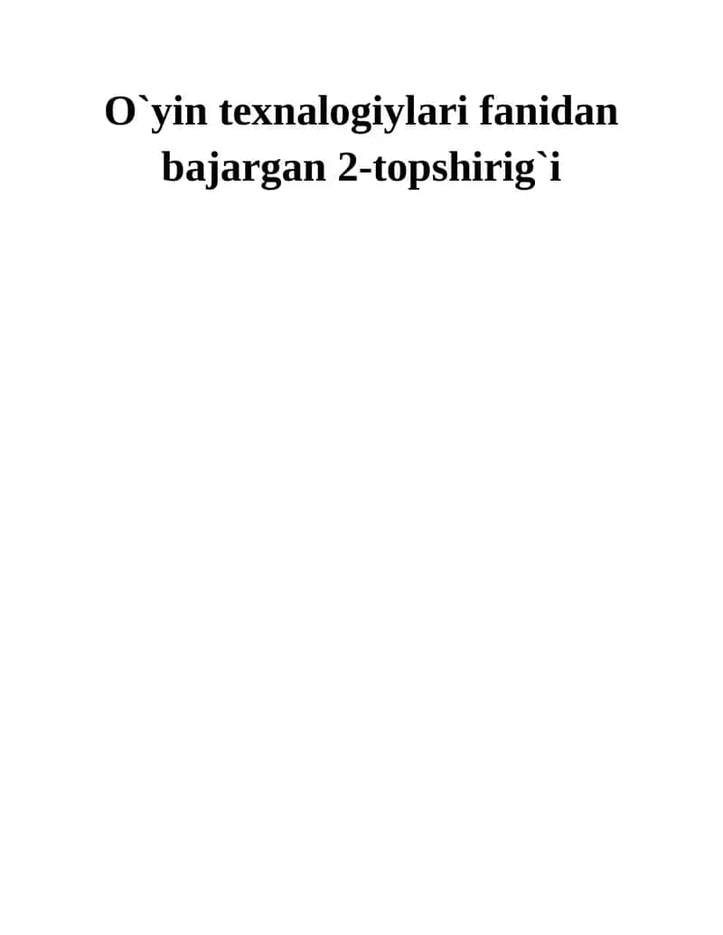 O`yin texnalogiylari
