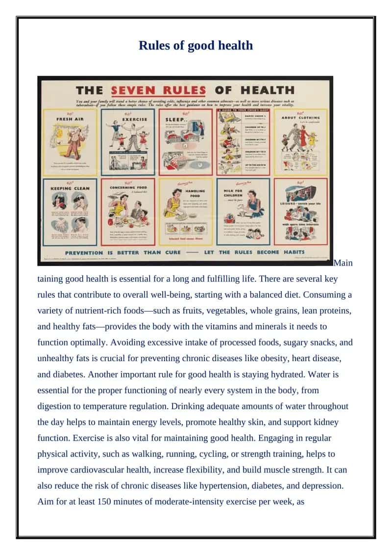 Rules of good health
