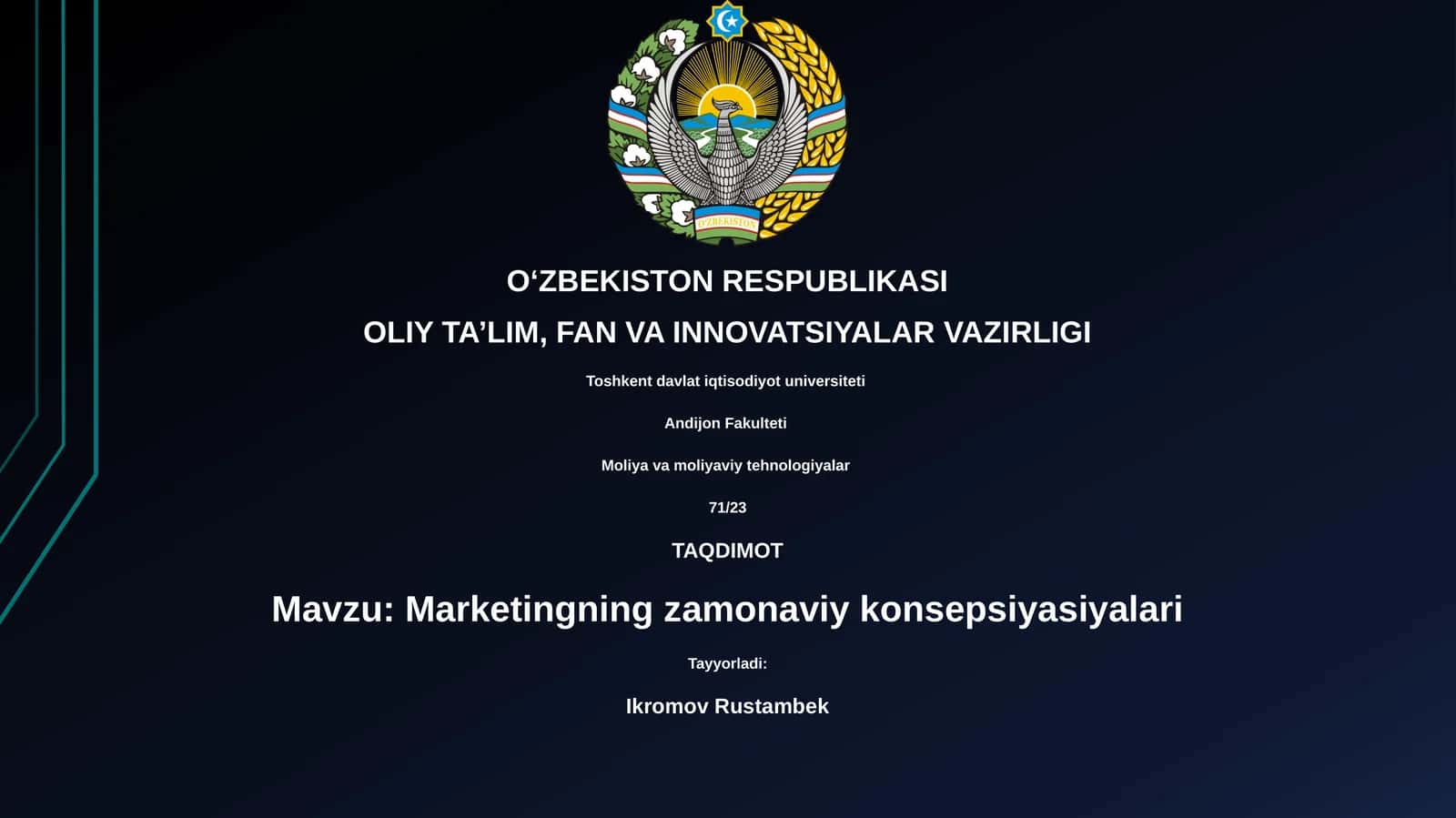 Marketingning zamonaviy konsepsiyasiyalari