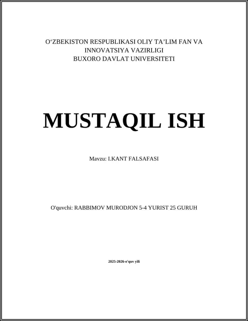 I.KANT FALSAFASI