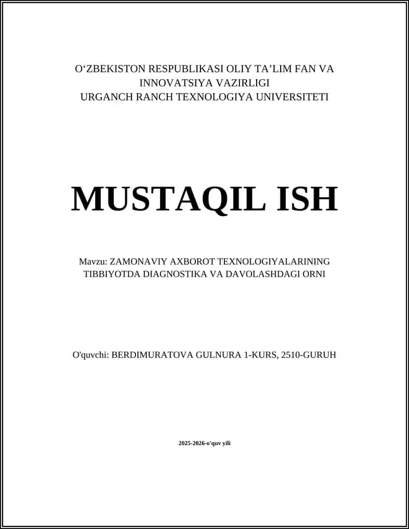 Sun'iy intellekt va mashina o'rganish tibbiyotda diagnostikada
