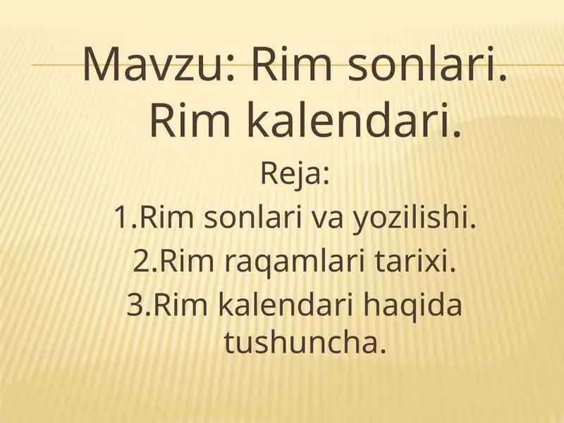 Rim sonlari. Rim kalendari