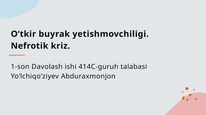 Buyrak yetishmovchiligi