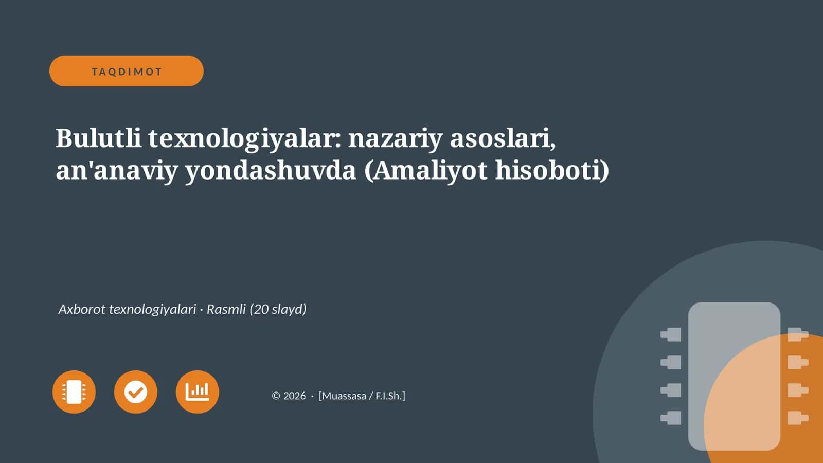 Bulutli texnologiyalar: nazariy asoslari, an'anaviy yondashuvda (Amaliyot hisoboti)