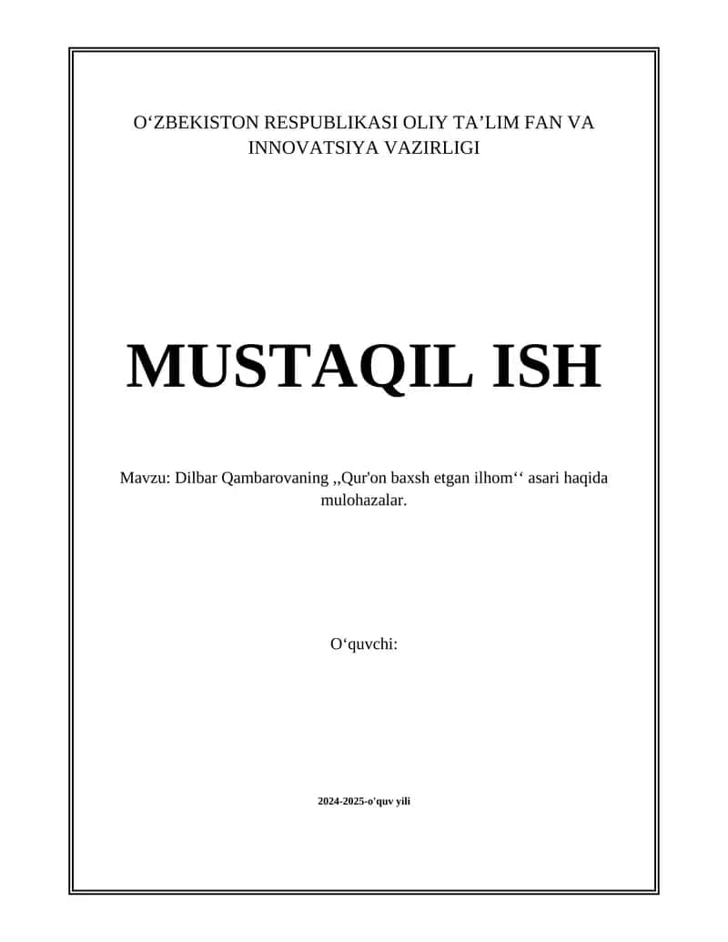 Qur'onning inson hayoti va ilhomi bilan bog'liq jihatlari