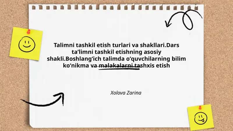 Talimni tashkil etish turlari va shakllari