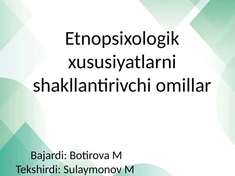 Etnopsixologik xususiyatlar