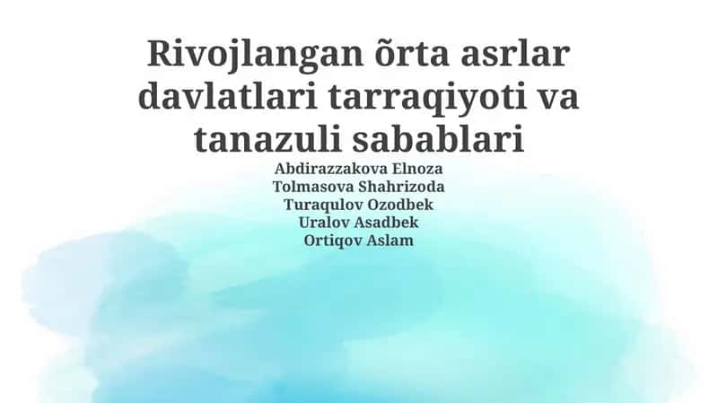 O'rta asr davlatlarining yuksalishi: asosiy omillar