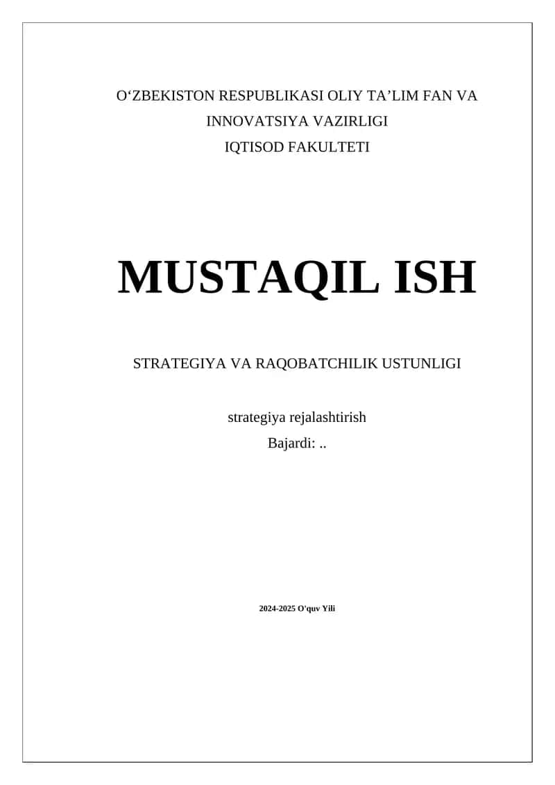 Raqobatchilik ustunligi strategiyasi