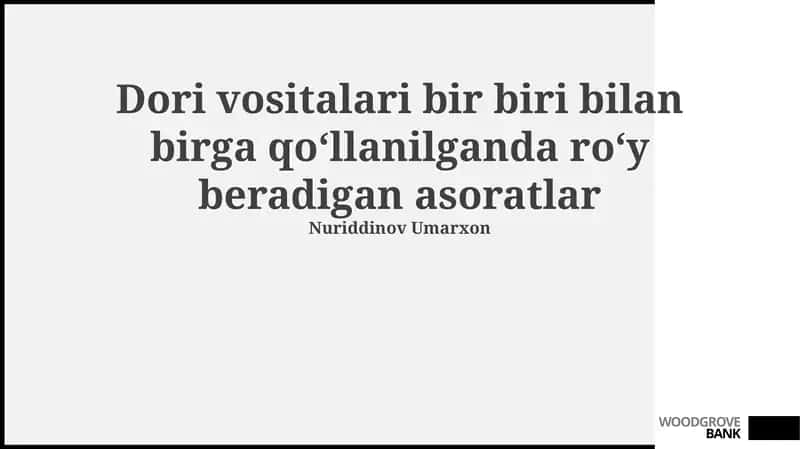 Dori vositalarining o'zaro ta'sir mexanizmlari