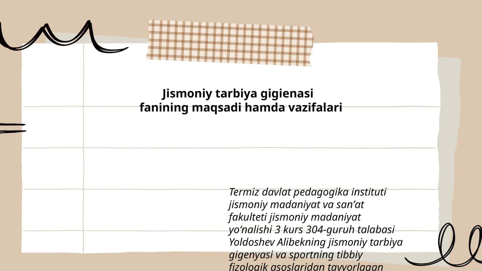 Jismoniy tarbiya gigienasi