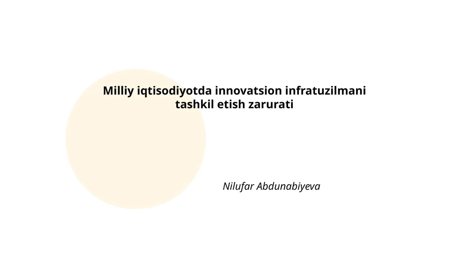 Innovatsion infratuzilmaning tarkibiy qismlari