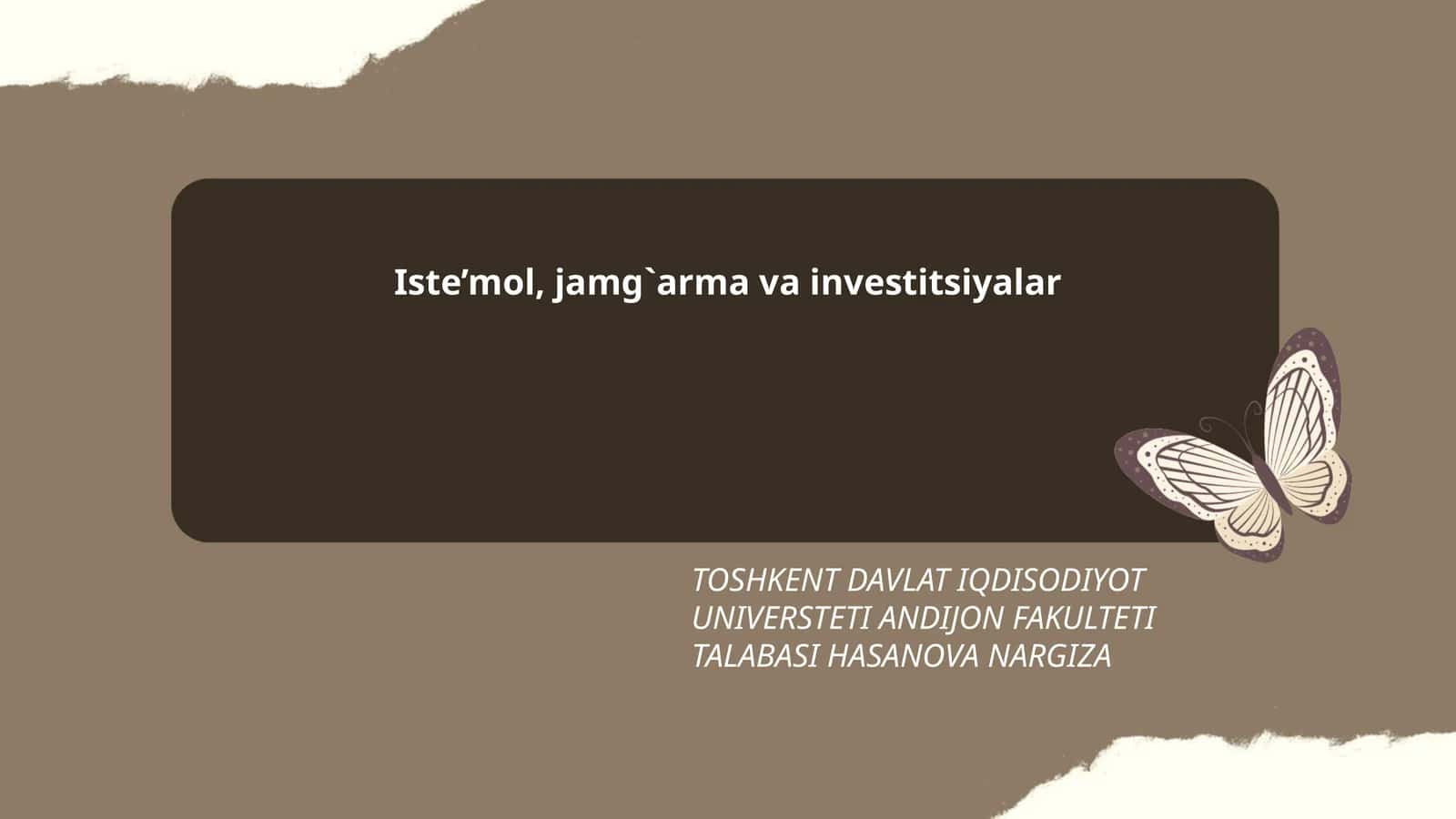 Iste’mol, jamg`arma va investitsiyalar