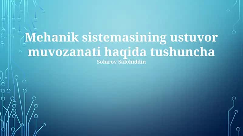 Mehkanik sistemali ustuvor muvozanat