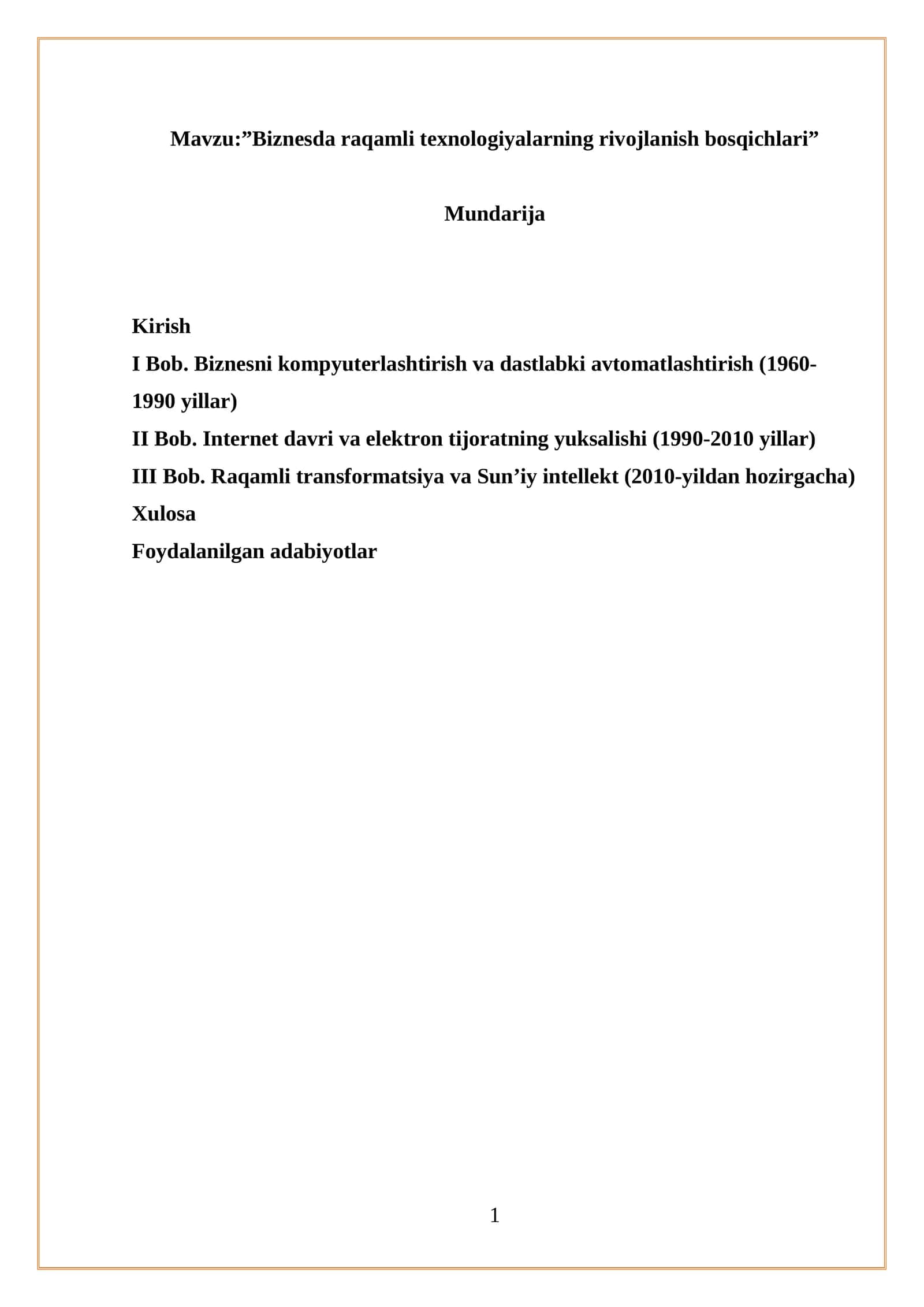 Biznesda raqamli texnologiyalarning rivojlanish bosqichlari