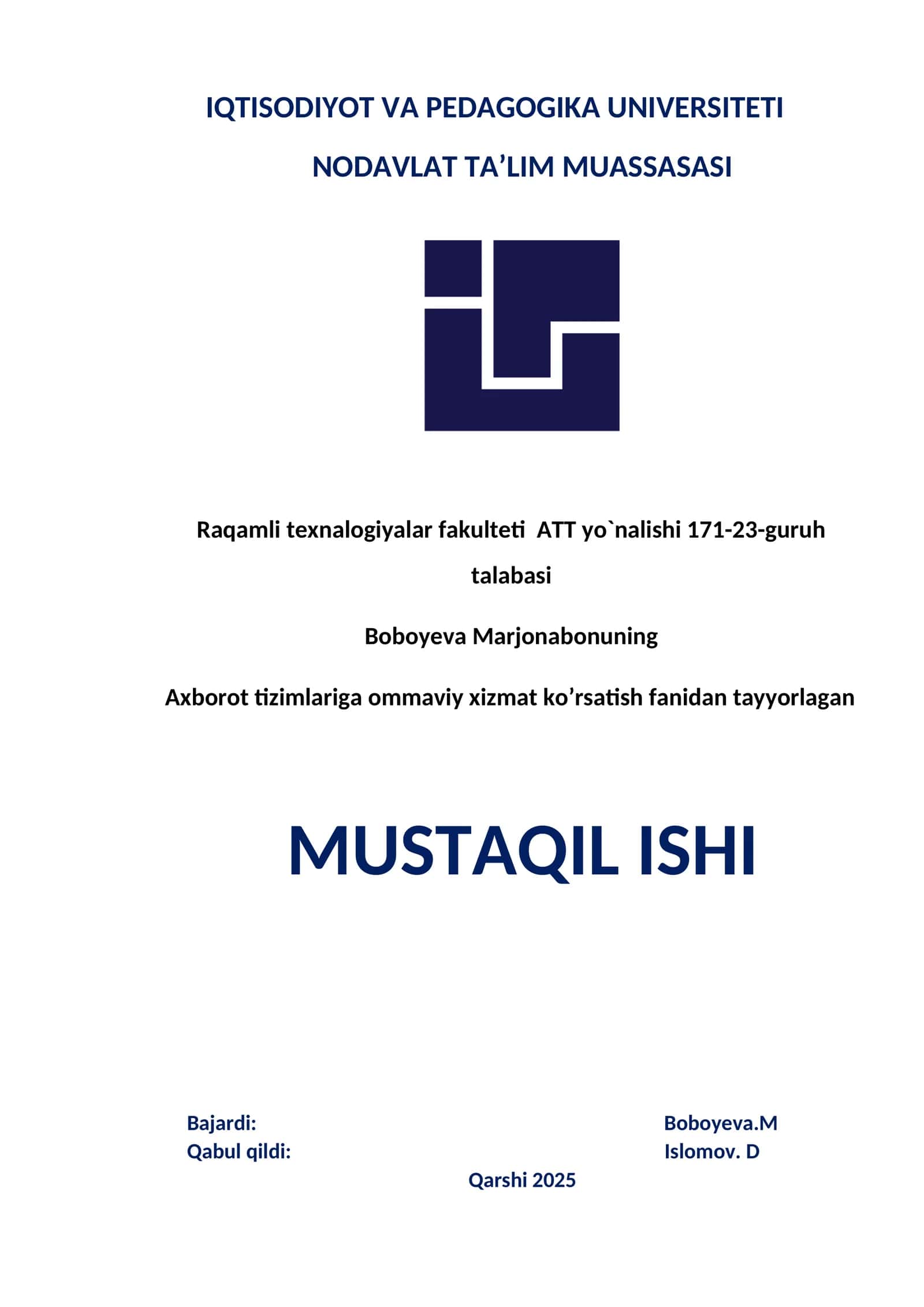 Xizmat ko‘rsatish tizimlarini dasturiy vositalar yordamida modellashtirish va simulyatsiya qilish