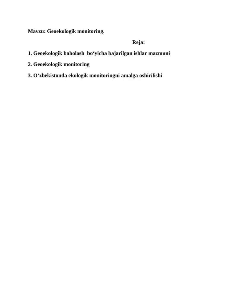 Geoekologiya. Geoekologik monitoring.
