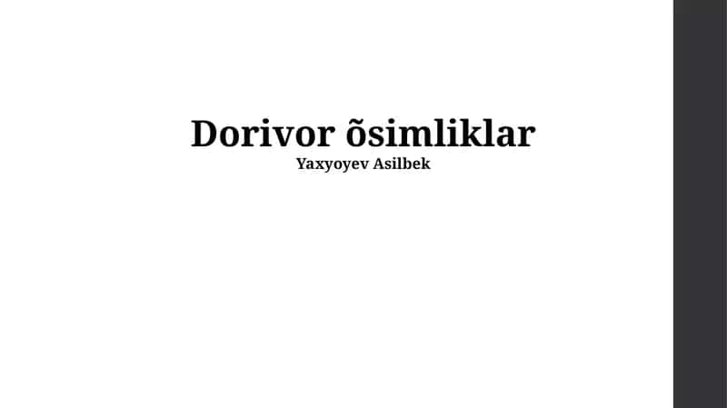 Dorivor õsimliklar