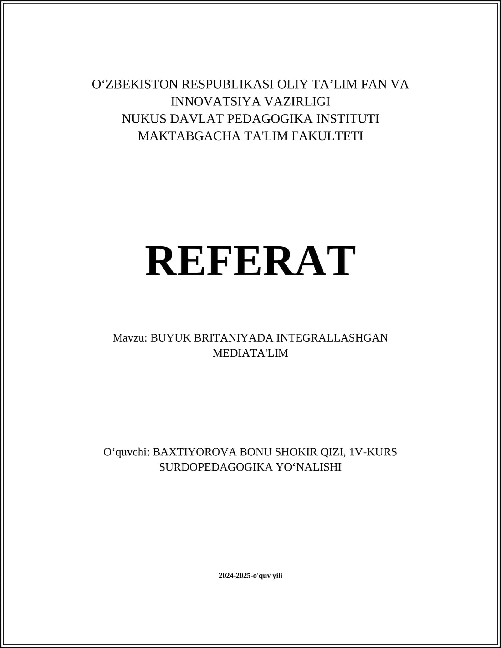 Integrallashgan mediata'lim