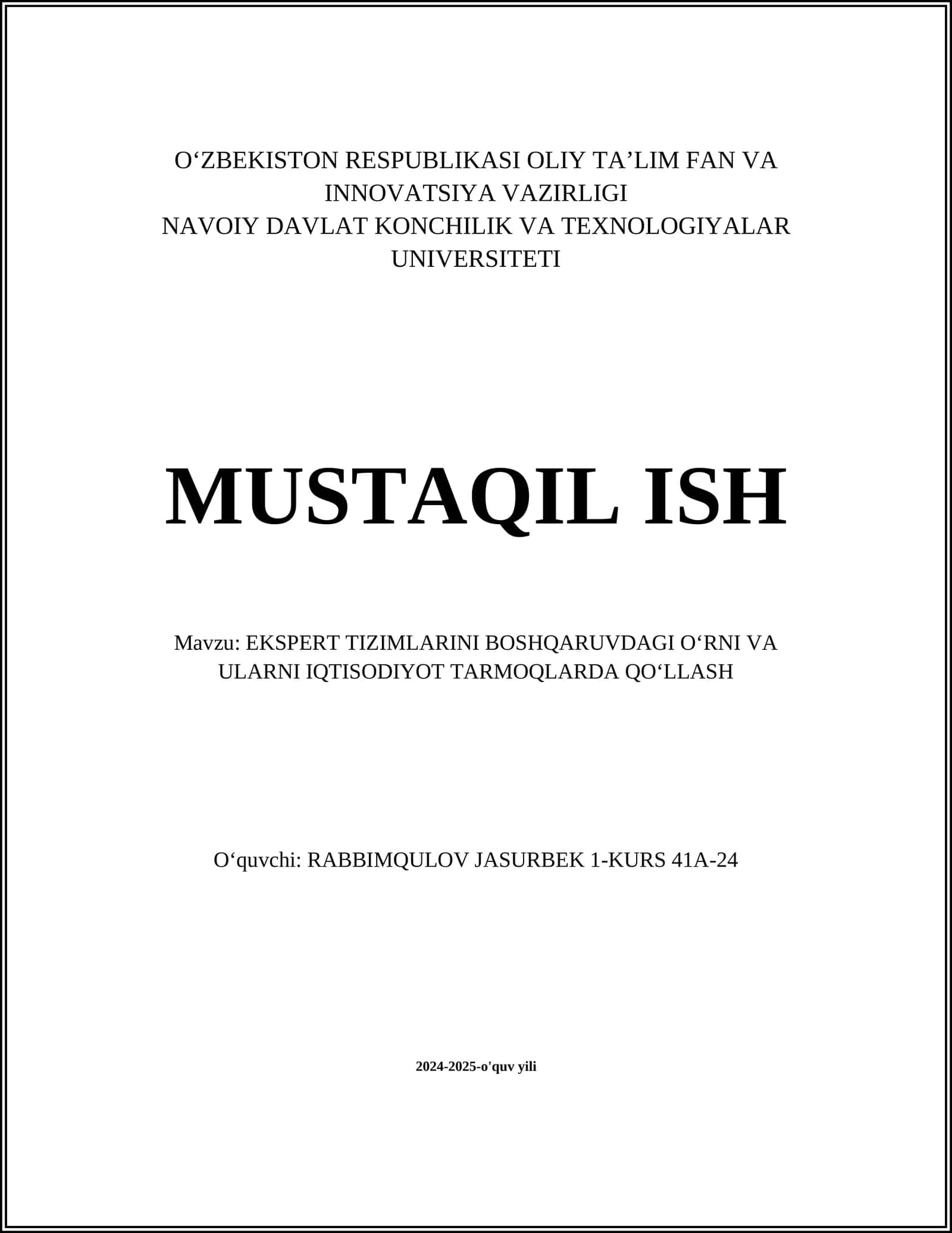 Ekspert Tizimlar