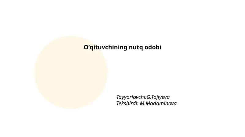Oʻqituvchining nutq odobi