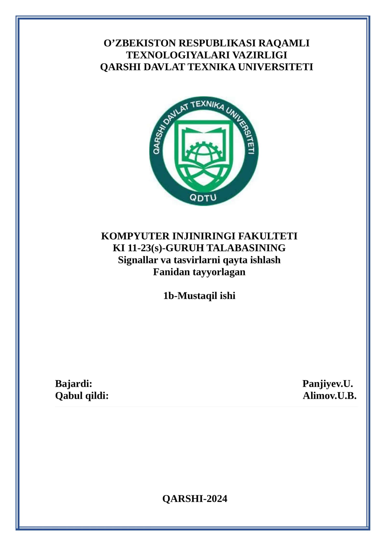 Signallarni fitrlash algoritmlarini o‘rganish